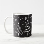 Christmas Tree in Snow Chalk Board Black and White Kaffeetasse (Links)