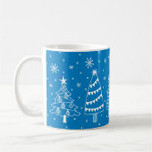 Christmas Tree in Snow Chalk Board Doodle Blue Sky Kaffeetasse (Links)