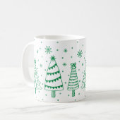 Christmas Tree in Snow Green and White Inky Doodle Kaffeetasse (Vorderseite Links)