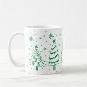 Christmas Tree in Snow Green and White Inky Doodle Kaffeetasse (Links)