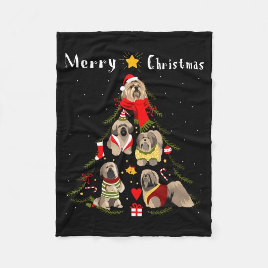 Christmas Tree Lhasa Apso Lover Xmas Dog Owner New Fleecedecke (Vorderseite)