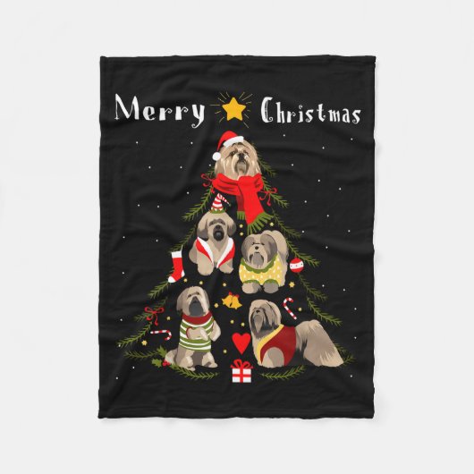 Christmas Tree Lhasa Apso Lover Xmas Dog Owner New Fleecedecke (Vorderseite)