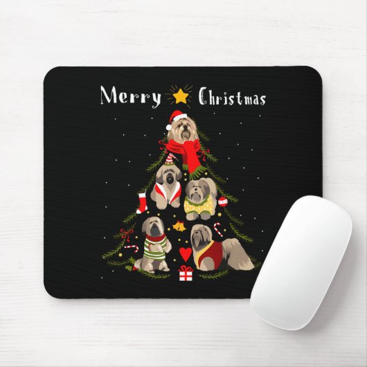 Christmas Tree Lhasa Apso Lover Xmas Dog Owner New Mousepad (Mit Mouse)