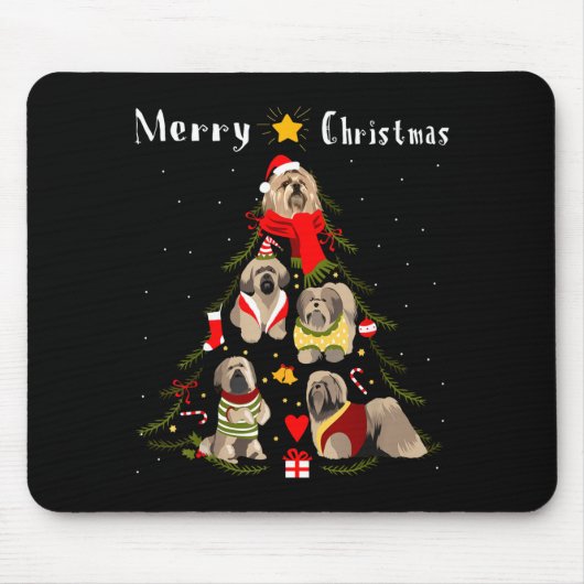 Christmas Tree Lhasa Apso Lover Xmas Dog Owner New Mousepad (Vorne)