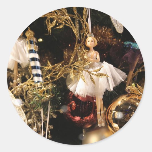 Christmas Tree Lights Glaskugeln Runder Aufkleber (Vorderseite)