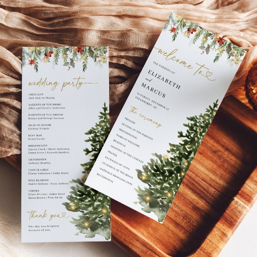 Christmas Tree Lights Pine Winter Wedding Program Programm