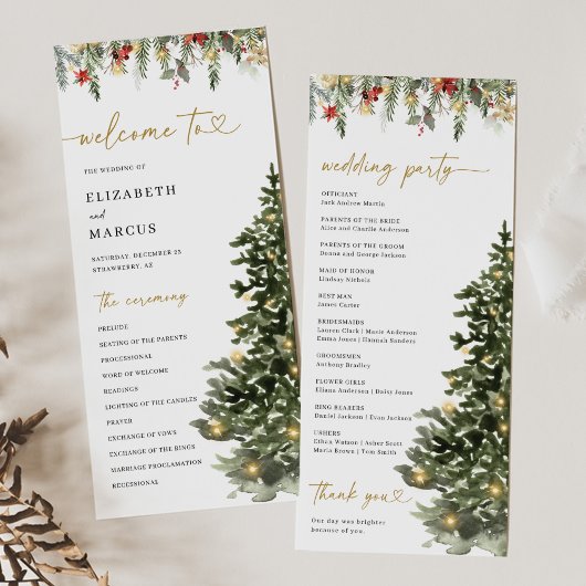 Christmas Tree Lights Pine Winter Wedding Program Programm