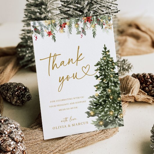 Christmas Tree Lights Winter Pine Wedding Dankeskarte