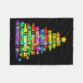 Christmas Tree Made Of Crayons School Teacher Life Fleecedecke (Vorderseite (Horizontal))