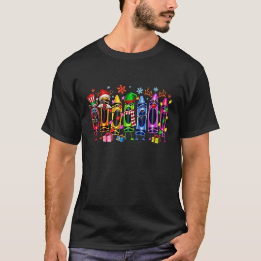 Christmas Tree Made of Crayons School Teacher Life T-Shirt (Vorderseite)