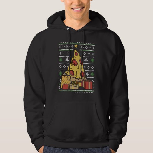 Christmas Tree Made Of Pizza With Gifts Hoodie (Vorderseite)