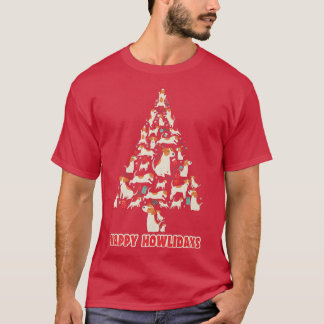 Christmas tree mas winterdesign dogs happy howlid T-Shirt