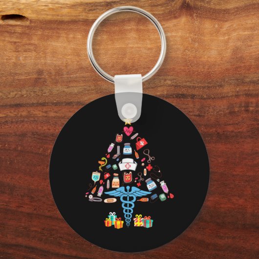 Christmas Tree Medical Tools Funny Nurse T Shirt Schlüsselanhänger (Vorderseite)