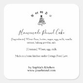 Christmas Tree Minimalist Bakery Ingredient Label Quadratischer Aufkleber (Vorderseite)