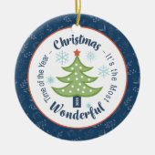 Christmas Tree Most Wonderful Time Custom Photo Keramik Ornament (Vorne)