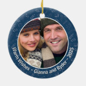 Christmas Tree Most Wonderful Time Custom Photo Keramik Ornament (Hinten)