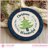 Christmas Tree Most Wonderful Time Custom Photo Keramik Ornament
