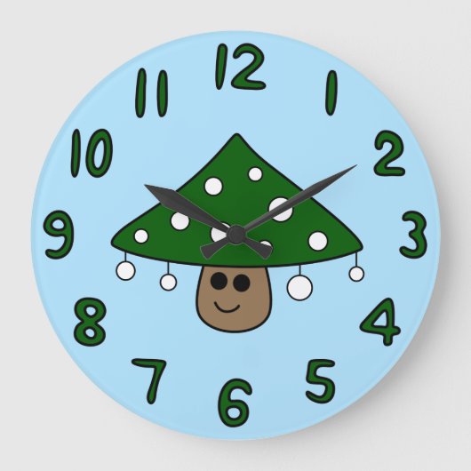 Christmas Tree Mushroom Clock Große Wanduhr (Vorderseite)