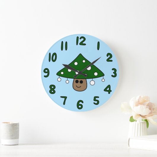 Christmas Tree Mushroom Clock Große Wanduhr (Zuhause)