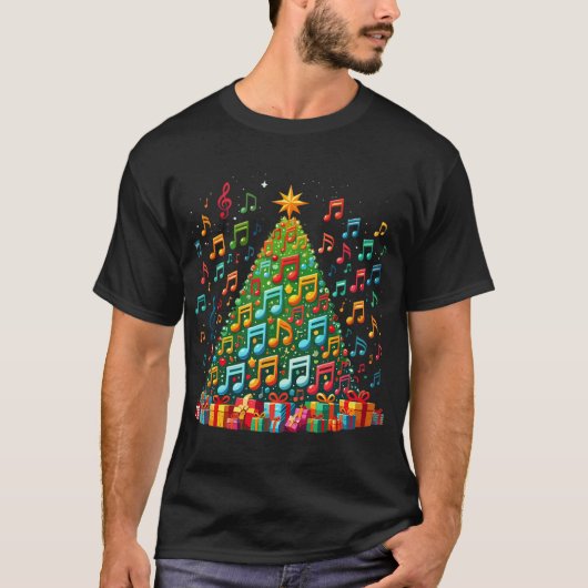 Christmas Tree Musical Note Music Teacher Musician T-Shirt (Vorderseite)