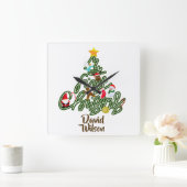 Christmas Tree Name My First Christmas for Kids Quadratische Wanduhr (Zuhause)
