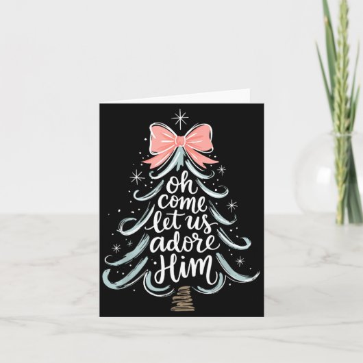Christmas Tree Oh Come Let Jesus Us Adore Him Coqu Karte (Vorderseite)