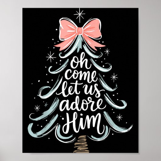 Christmas Tree Oh Come Let Jesus Us Adore Him Coqu Poster (Vorne)