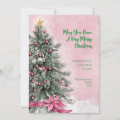 Christmas Tree on Pink  Feiertagskarte (Vorderseite)