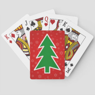 Christmas Tree on Red background Spielkarten