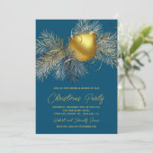 Christmas Tree Ornament Party Blauer Einladung (Stehend Vorderseite)