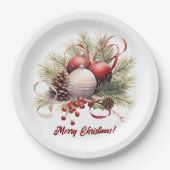 Christmas Tree Ornaments Pine Cones Pappteller (Vorderseite)