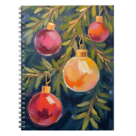 Christmas Tree Ornaments Watercolor Notizblock