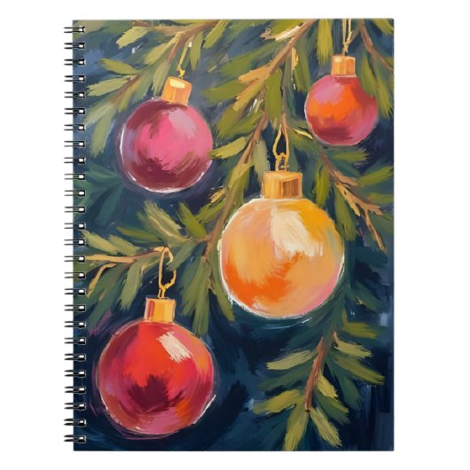 Christmas Tree Ornaments Watercolor Notizblock (Vorderseite)
