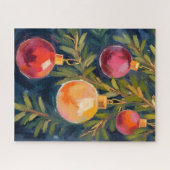 Christmas Tree Ornaments Watercolor Puzzle (Horizontal)