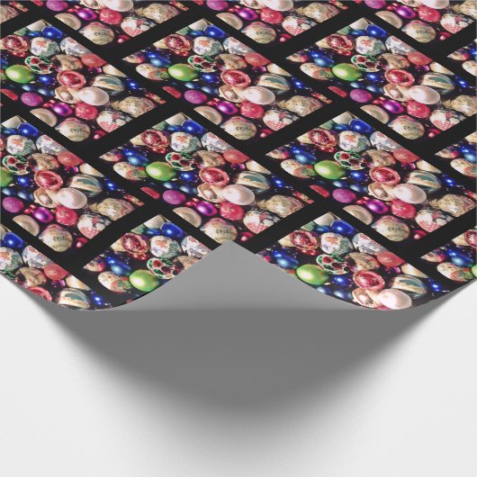 CHRISTMAS TREE ORNAMENTS wrapping paper Geschenkpapier (Ecke)