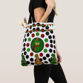 Christmas Tree Owl Funky Polka Dots Tasche