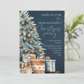 Christmas Tree Party Personalized Invitation Feiertagskarte (Stehend Vorderseite)