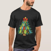 Christmas Tree Patchwork Coquette Bow Xmas Holiday T-Shirt (Vorderseite)