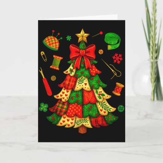 Christmas Tree Patchwork Quilting Quilter Sewing L Karte (Vorderseite)