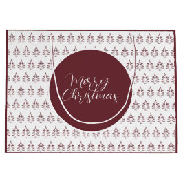Christmas Tree Pattern Burgundy Große Geschenktüte