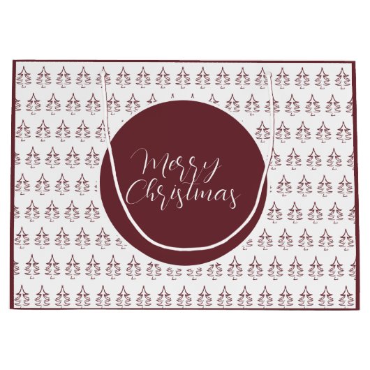 Christmas Tree Pattern Burgundy Große Geschenktüte (Vorderseite)