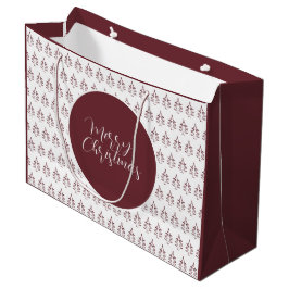Christmas Tree Pattern Burgundy Große Geschenktüte