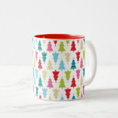 CHRISTMAS TREE PATTERN Festlich modern minimalisti Zweifarbige Tasse (VorderseiteRechts)