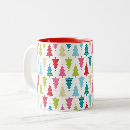 CHRISTMAS TREE PATTERN Festlich modern minimalisti Zweifarbige Tasse (Vorderseite Links)