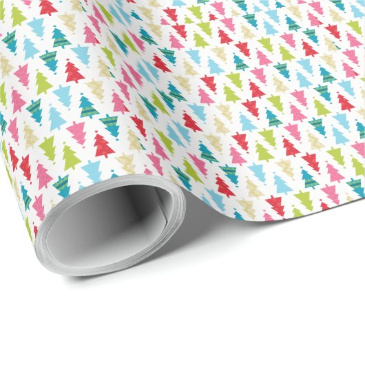 CHRISTMAS TREE PATTERN Festlich modern minimalrot Geschenkpapier (Rolleneckpunkt)