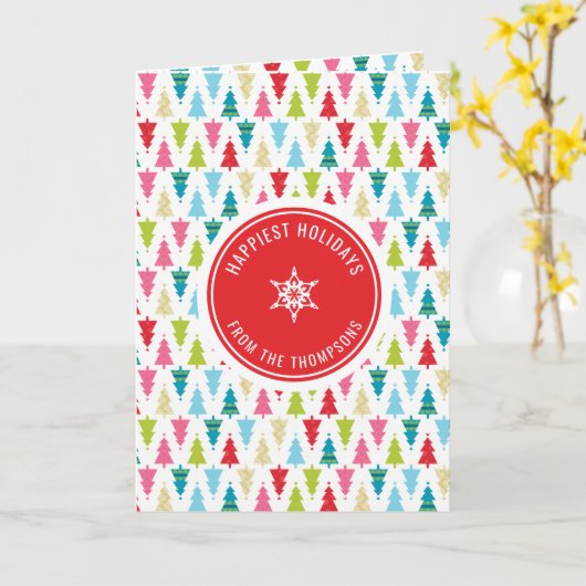 CHRISTMAS TREE PATTERN Festlich modern minimalrot Karte (Gelbe Blume)