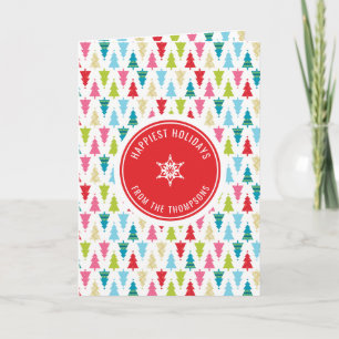 CHRISTMAS TREE PATTERN Festlich modern minimalrot Karte