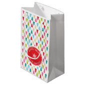 CHRISTMAS TREE PATTERN Festlich modern minimalrot Kleine Geschenktüte (Vorderseite Schrägansicht)