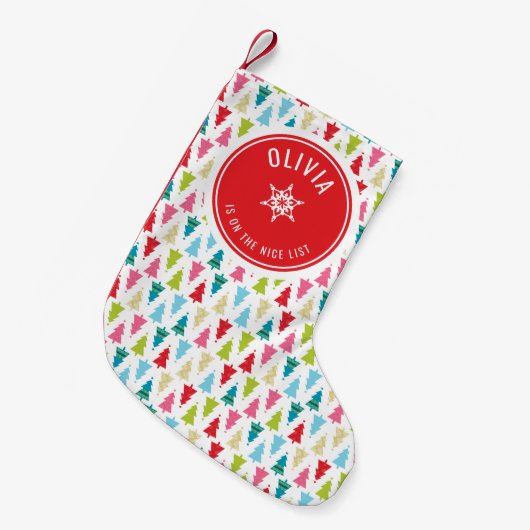 CHRISTMAS TREE PATTERN Festlich modern minimalrot Kleiner Weihnachtsstrumpf (Vorderansicht (hängend))