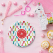 CHRISTMAS TREE PATTERN Festlich modern minimalrot Pappteller (Party)